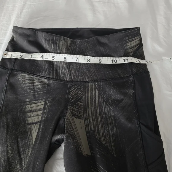 Lululemon Fresh Mesh Run Crop Leggings Sz4 Wind Chill Fatigue Green Blck Pockets - Picture 7 of 16